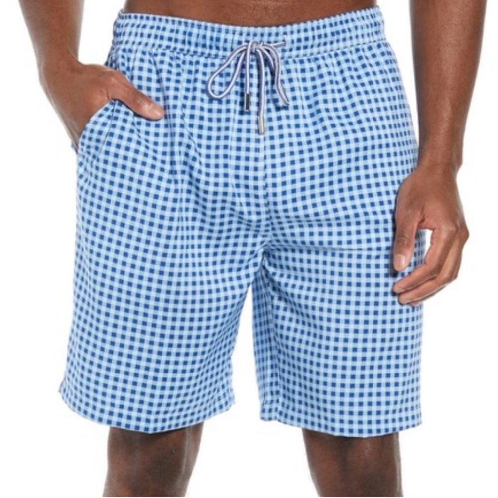 Peter Millar Blue Gingham Men's Swim Shorts BNWT